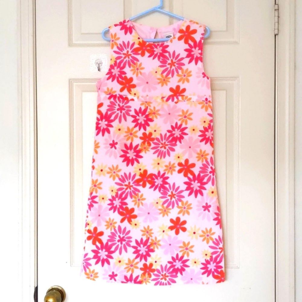 NWOT. Old Navy Fully Lined Linen and Cotton Dress with multi color flowers.